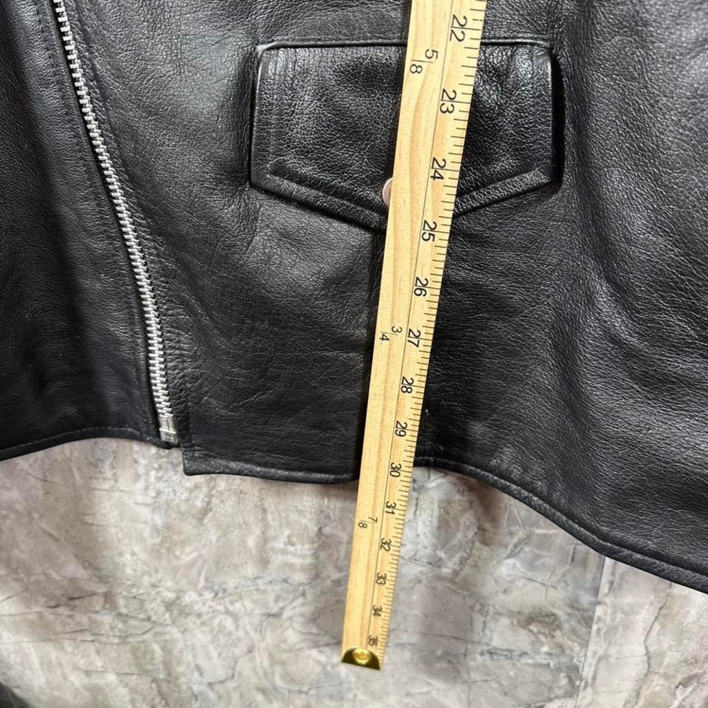 Black genuine leather biker jacket with adjustable waist sleeves Woman's 3XL - Picture 8 of 8